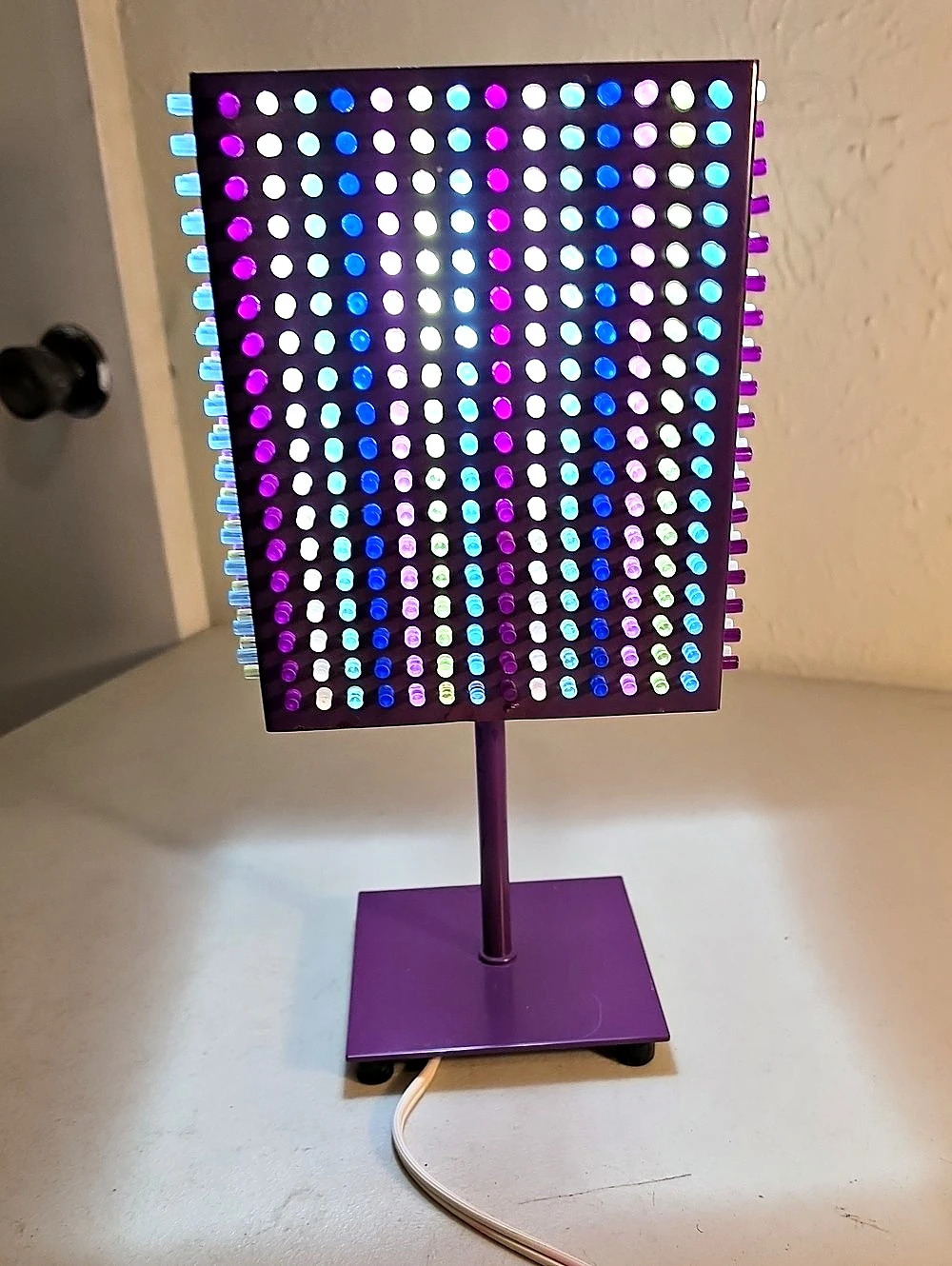 Vintage Lite-Brite Pegs Desk Lamp Mid Modern MCM Retro purple Metal Multi Color